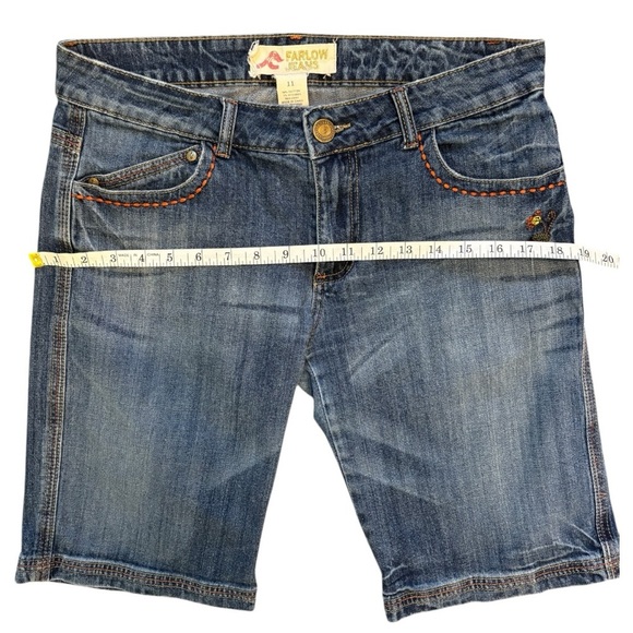 Vintage Farlow Jeans Low Rise Shorts Bermuda Style Embroidered Size 11 Juniors - Picture 4 of 12